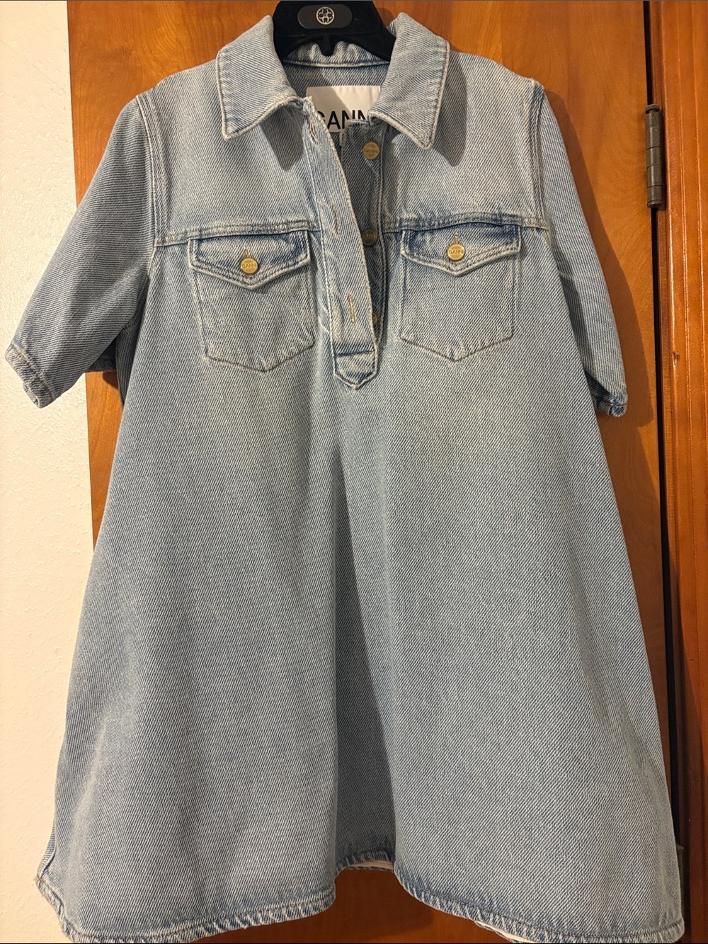 Ganni Light Blue Denim Mini Dress